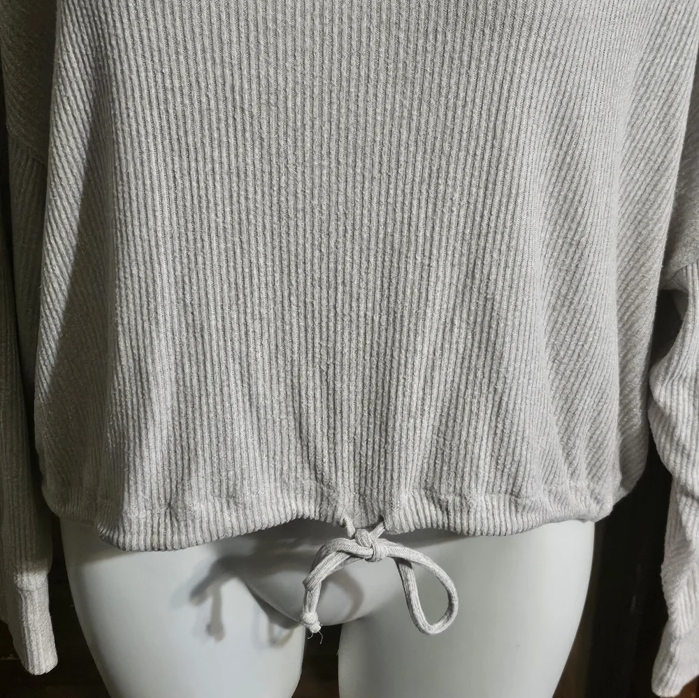 Express Factory Ribbed Drawstring hem top Sand Size M - Picture 4 of 10